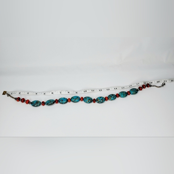 Turquoise Amber Stone Beaded Chunky Necklace - Picture 5 of 6